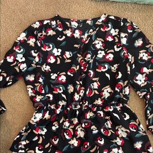 Alfani Multicolor Floral Blouse - Black, Red, Blue, White